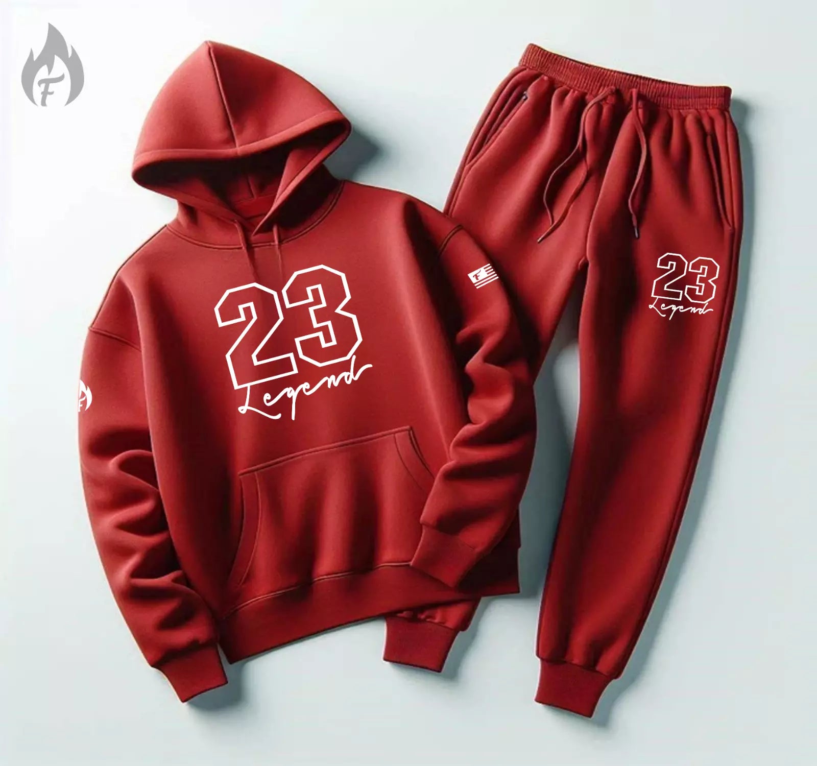 Men's Fire Red Hoodie Joggers Tracksuit Sweatsuit To Match Air Jordan Retro 5 OG