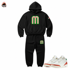 Men's MEXICO 'M' Black Sweatsuit Hoodie Joggers Sweatpants To Match Air Jordan 3 El Vuelo
