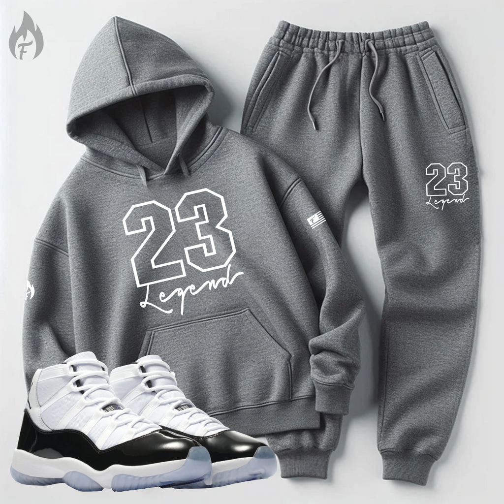 Men's '23 Legend' Grey Hoodie Joggers Sweatsuit 2pc Set | To Match Air Jordan 10 Steel 2025