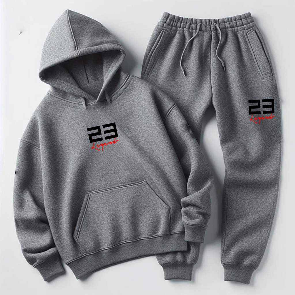 23 Legend Grey Sweatsuit To Match Air Jordan 4 Bred Reimagined Men's Sneakerhead Hoodie Joggers Set